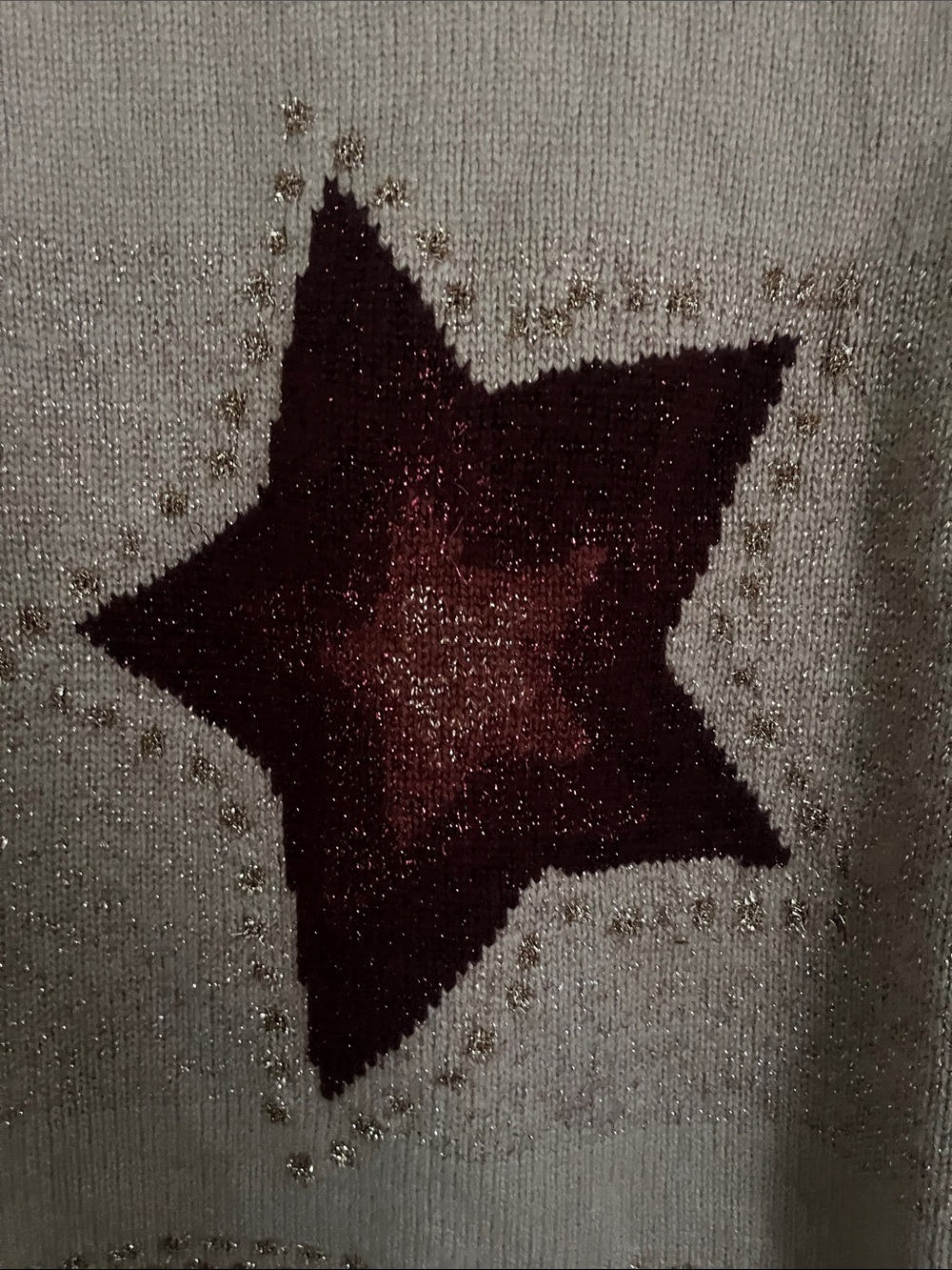 Coach Blush Pink Crewneck Sweater with burgsndy Star and sparkle stitching - Picture 3 of 7